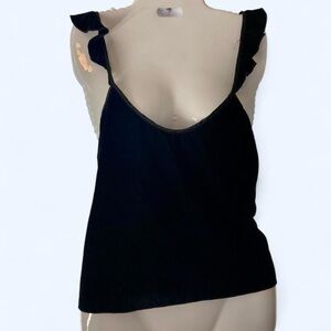 Victoria's Secret Black Ruffled Camisole Top L